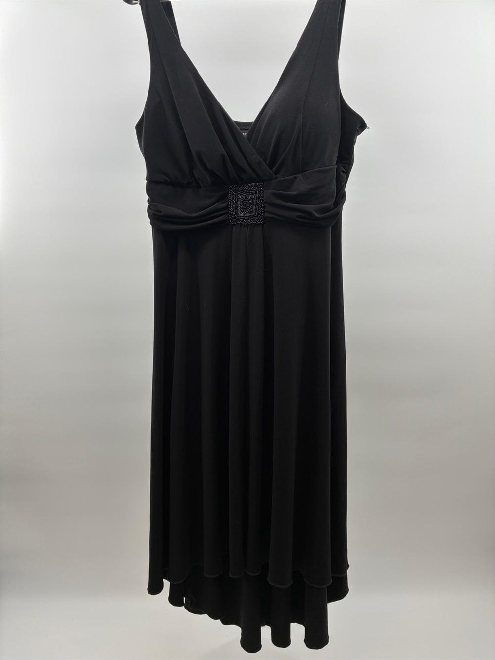 Enfocus Studio Black Sleeveless High-Low V-Neck Dress